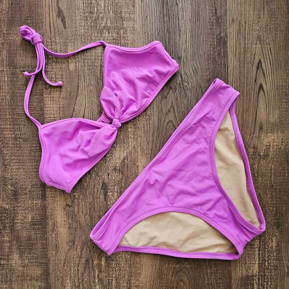 J. Crew V-Neckline Lined Two Piece Swimsuit 10 Lavender - Picture 1 of 6